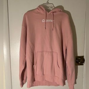 Glossier Classic Pink Logo Hoodie | Size L women's